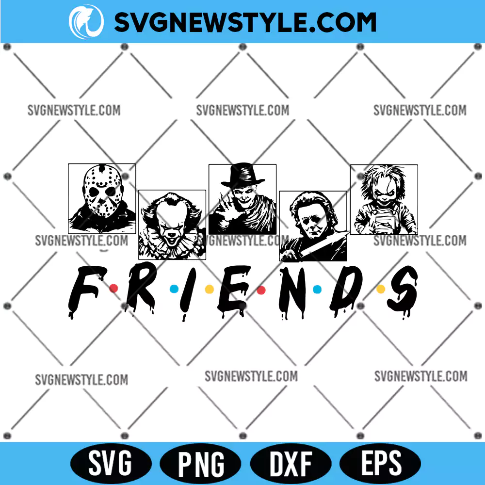 Halloween Horror Friends Svg File, Creepy Friends SVG, Png, Digital Download 1 Halloween Horror Friends Svg File