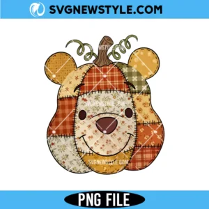 Preppy Floral Pooh Pumpkin Png, Fall Pumpkin png, Digital Download