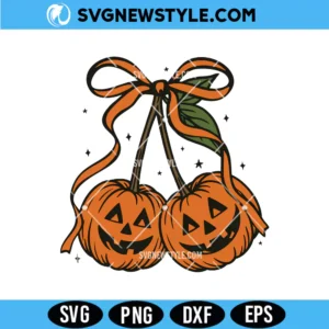 Pumpkin Cherries Autumn Girly Svg, PNG, DXF, EPS Digital Download