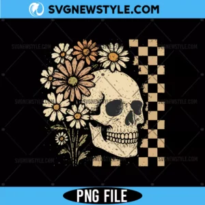Retro Floral Skeleton Png