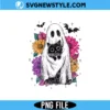 Halloween Ghost And Cat Png, Preppy Floral Halloween Png, Digital Download 3 Halloween Ghost And Cat Png
