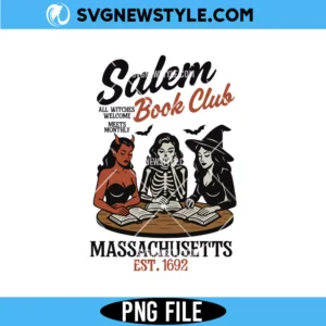 Witchy Book Club PNG File, Massachusetts Halloween Png, Digital Download