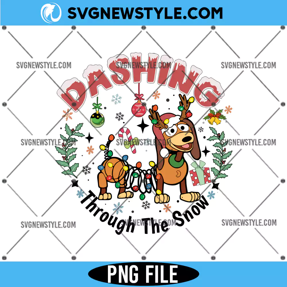 Dashing through The Snow Slink Dog Christmas Png, Christmas cartoon dog PNG, Digital Download 1 Dashing through The Snow Slink Dog Christmas Png
