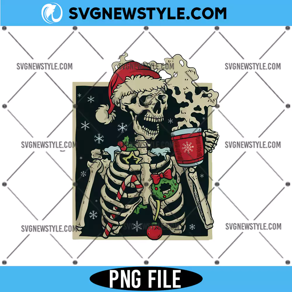 Dead Inside Skeleton Christmas Png, Christmas Coffee Png, Instant Download 1 Dead Inside Skeleton Christmas Png