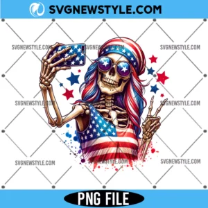 Fourth of July Skeleton Selfie PNG