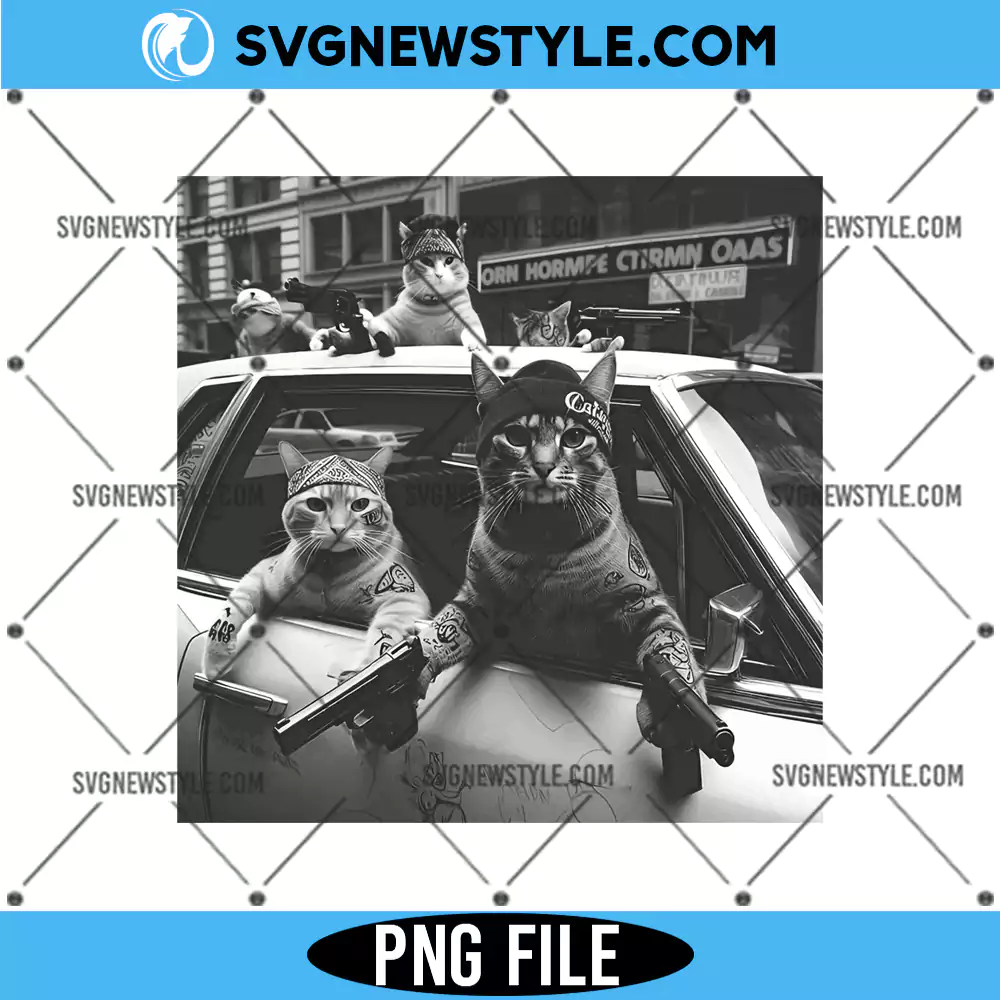 Funny Cat Gang Png, funny animal png, cat squad png, Digital Download 1 Funny Cat Gang Png