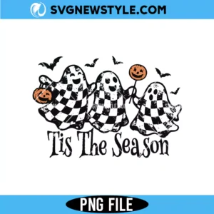 Ghosts Tis The season Checkered Halloween PNG