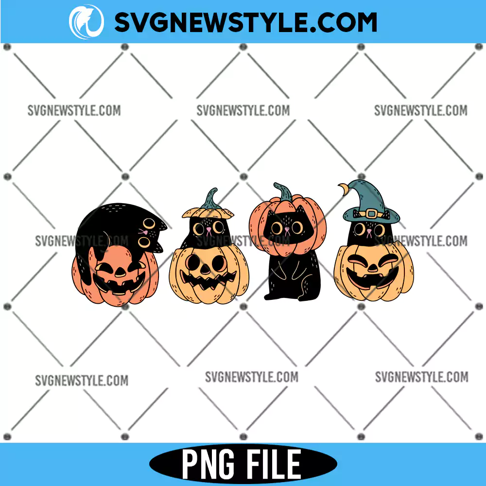Halloween Cat And Pumpkin Png, Cute Halloween Png, Digital Download 1 Halloween Cat And Pumpkin Png
