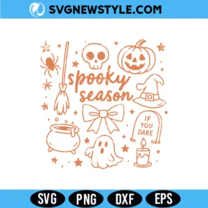 Halloween Doodle Svg, Boho Floral Fall Svg, PNG DXF EPS &ndash; Digital Download