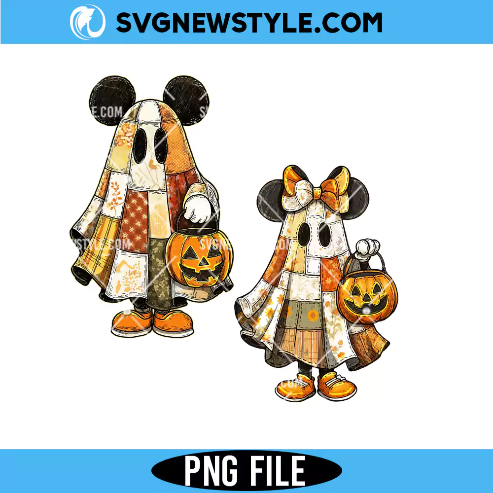 Halloween Floral Cartoon Mouse Couple Png, Mickey and Minnie Halloween PNG, Digital Download 1 Halloween Floral Cartoon Mouse Couple Png