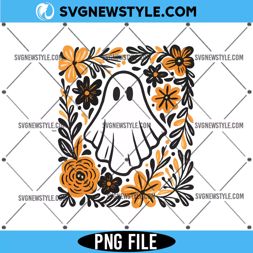 Boho Floral Fall Png, Halloween fall Ghost boho Png, Digital Download 1 Boho Floral Fall Png