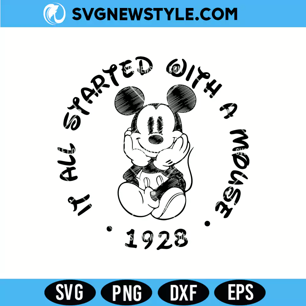 It's All Started With A Mouse Svg, Mouse Est 1928 Svg, PNG DXF EPS, Digital Download 1 It's All Started With A Mouse Svg