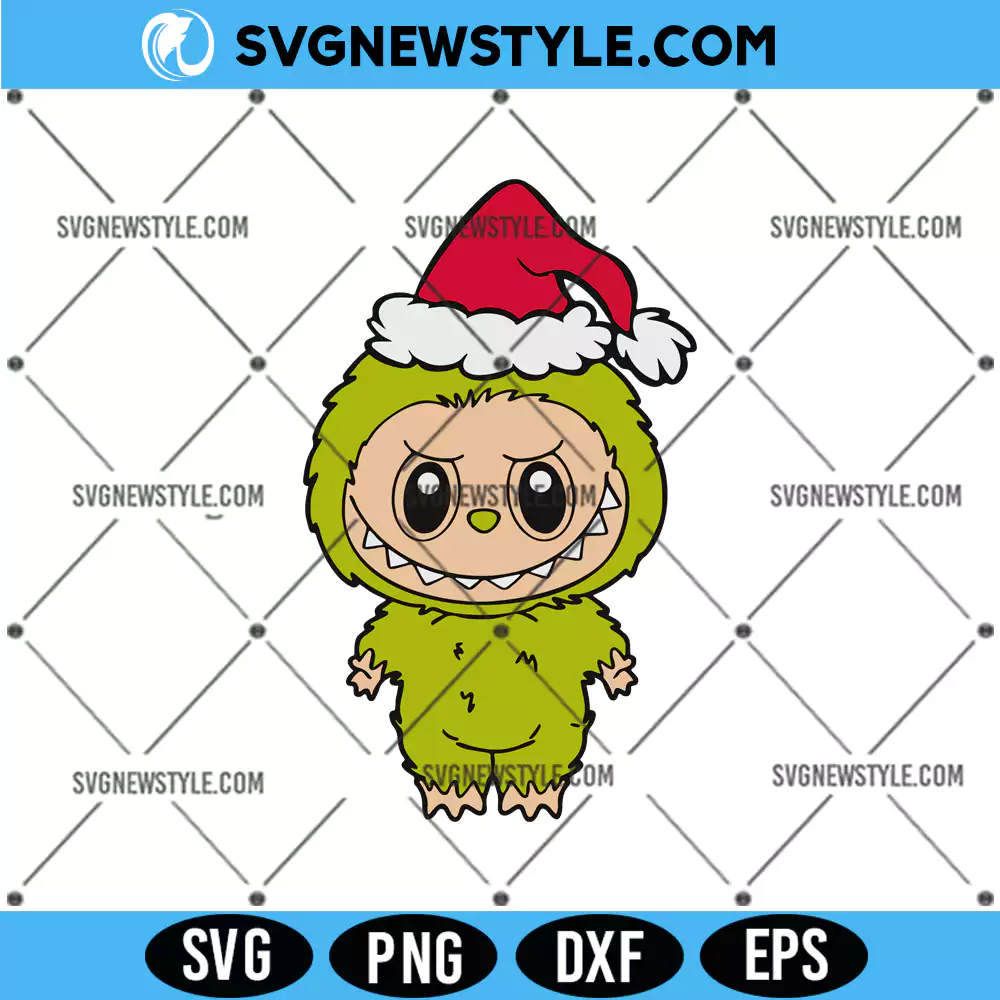 Labubu in Grinch Svg, Labubu Christmas SVG, PNG, DXF & EPS Cricut & Silhouette 1 Labubu in Grinch Svg