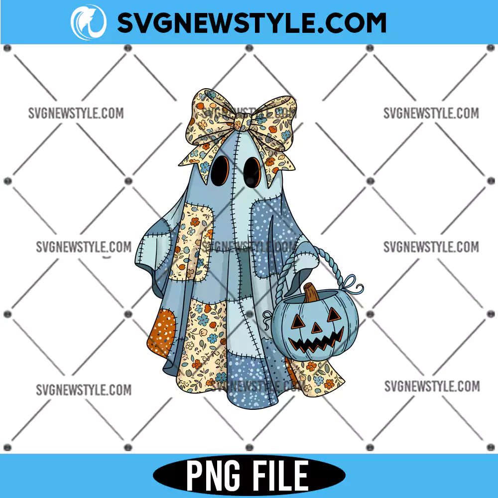 Retro Halloween Blue Denim Ghost Png, Fall Pumpkin Png, Instant Download 1 Retro Halloween Blue Denim Ghost Png