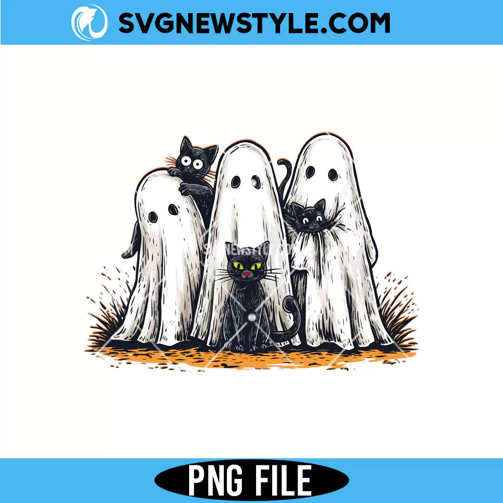 Ghost and Cat Halloween Clipart, Boo Halloween Png, Digital Download for Cricut 1 Ghost and Cat Halloween Clipart