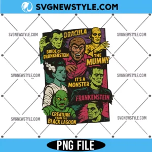 Retro Halloween Monsters PNG sublimation