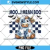 Retro Moo I Mean Boo Png, Blue Denim Boo Cow Halloween Png, Digital Download 2 Retro Moo I Mean Boo Png