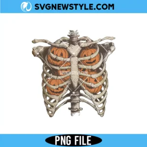 Ribcage Pumpkins Png, Halloween Skeleton Png, Digital Download