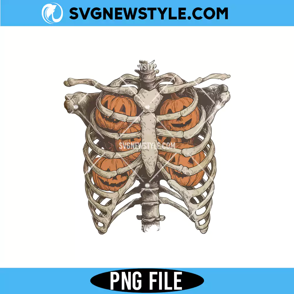 Ribcage Pumpkins Png, Halloween Skeleton Png, Digital Download 1 Ribcage Pumpkins Png