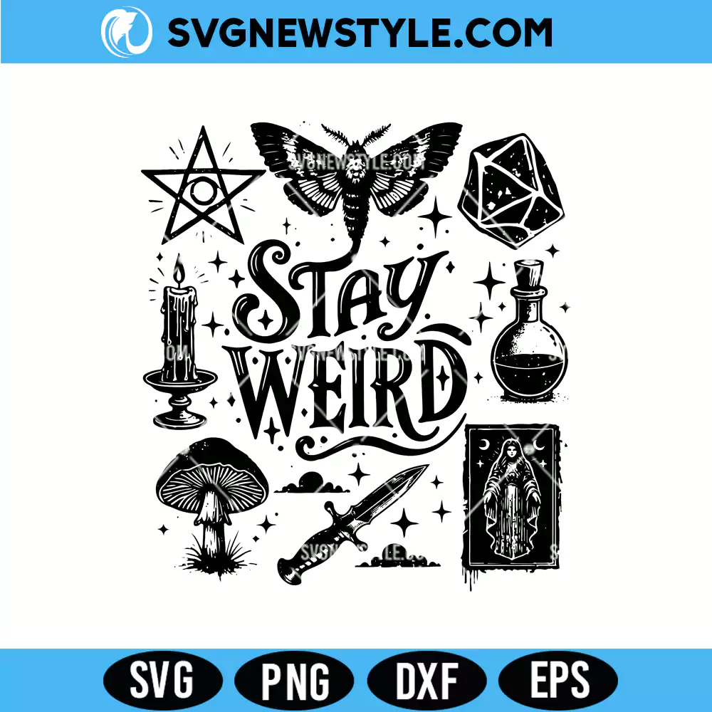 Stay Weird Witchy Svg for Cricut, Halloween Witch SVG, PNG DXF EPS – Digital Download 1 Stay Weird Witchy Svg for Cricut