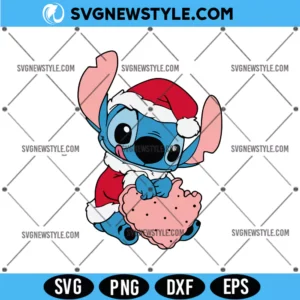 Stitch Santa hat Christmas Cookie SVG