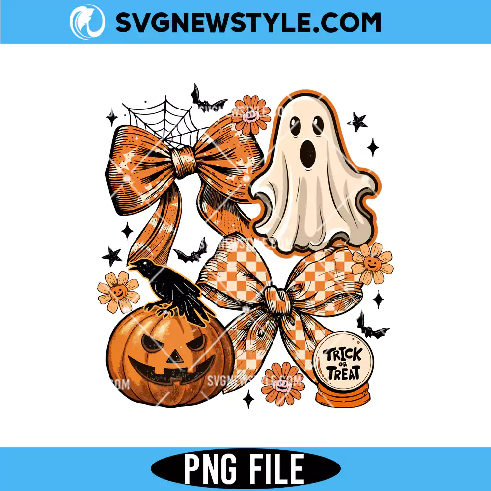 Halloween Ghost Coquette Png, Floral Fall Pumpkin Bow Sublimation, Digital Download 1 Halloween Ghost Coquette Png