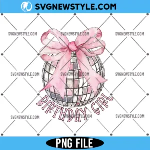 Birthday Girl Coquette Disco Ball PNG