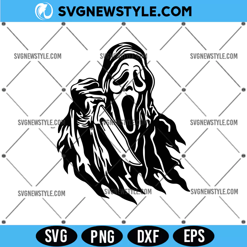 Retro Ghost face Svg, Halloween Ghostface SVG, PNG DXF EPS Digital Download 1 Retro Ghost face Svg