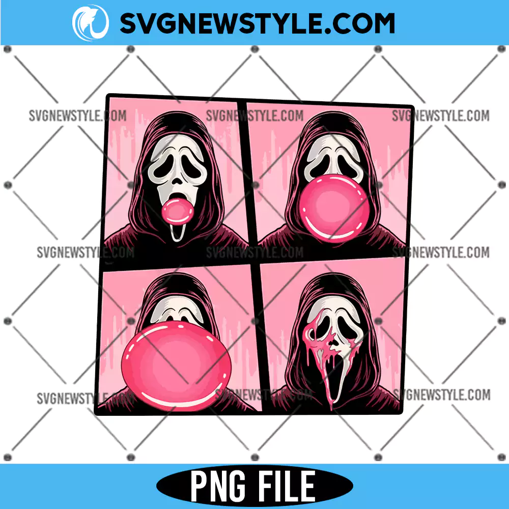 Ghostface Bubble Pink Gum Halloween Png, Spooky Ghostface PNG, Digital Download 1 Ghostface Bubble Pink Gum Halloween Png