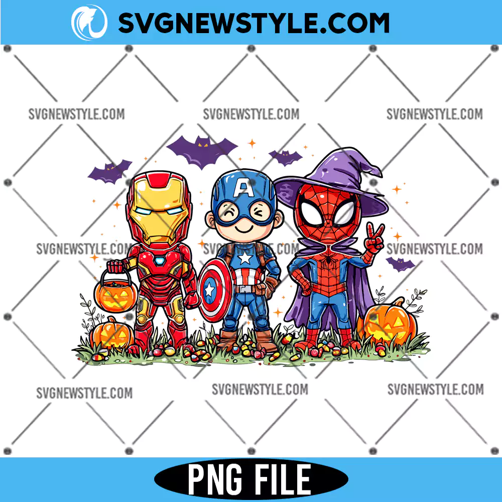 Halloween Cartoon Superhero PNG, Pumpkin Fall PNG, Digital Download 1 Halloween Cartoon Superhero PNG