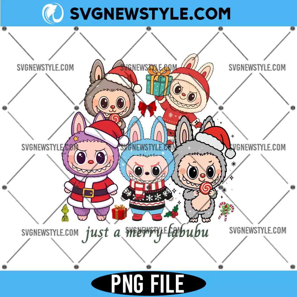 Just a Merry Christmas Monster Doll Png, Kawaii Xmas Png, Instant Download 1 Just a Merry Christmas Monster Doll Png