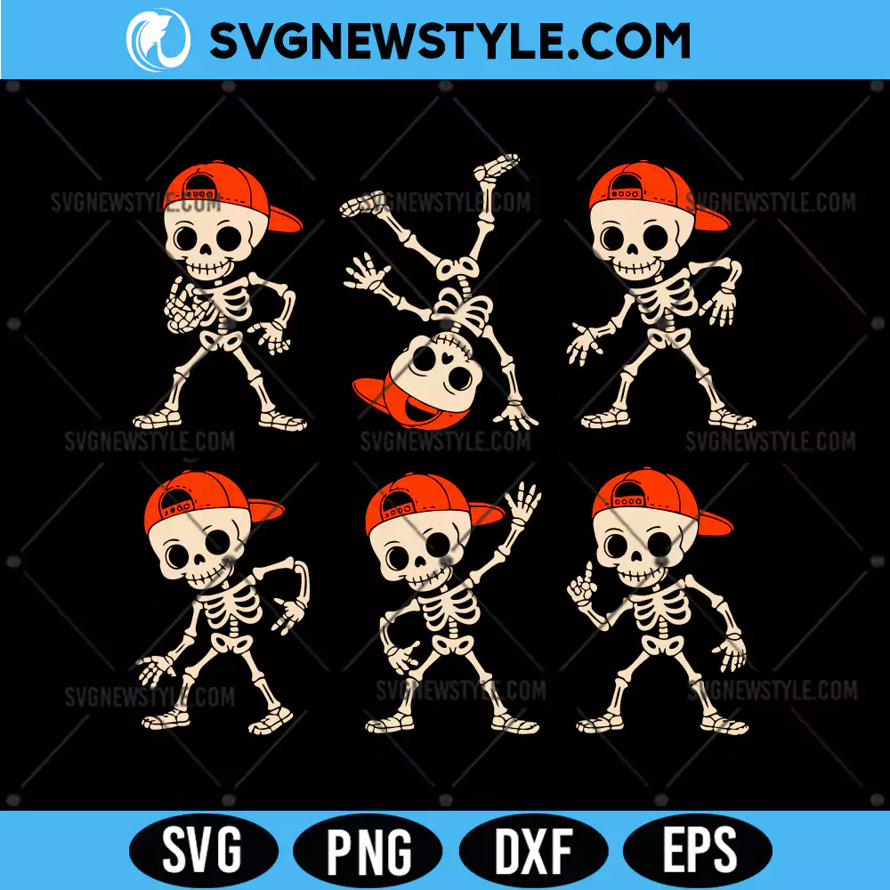 Kids Dancing Skeleton Halloween SVG, PNG DXF EPS | Digital Download 1 Kids Dancing Skeleton Halloween SVG