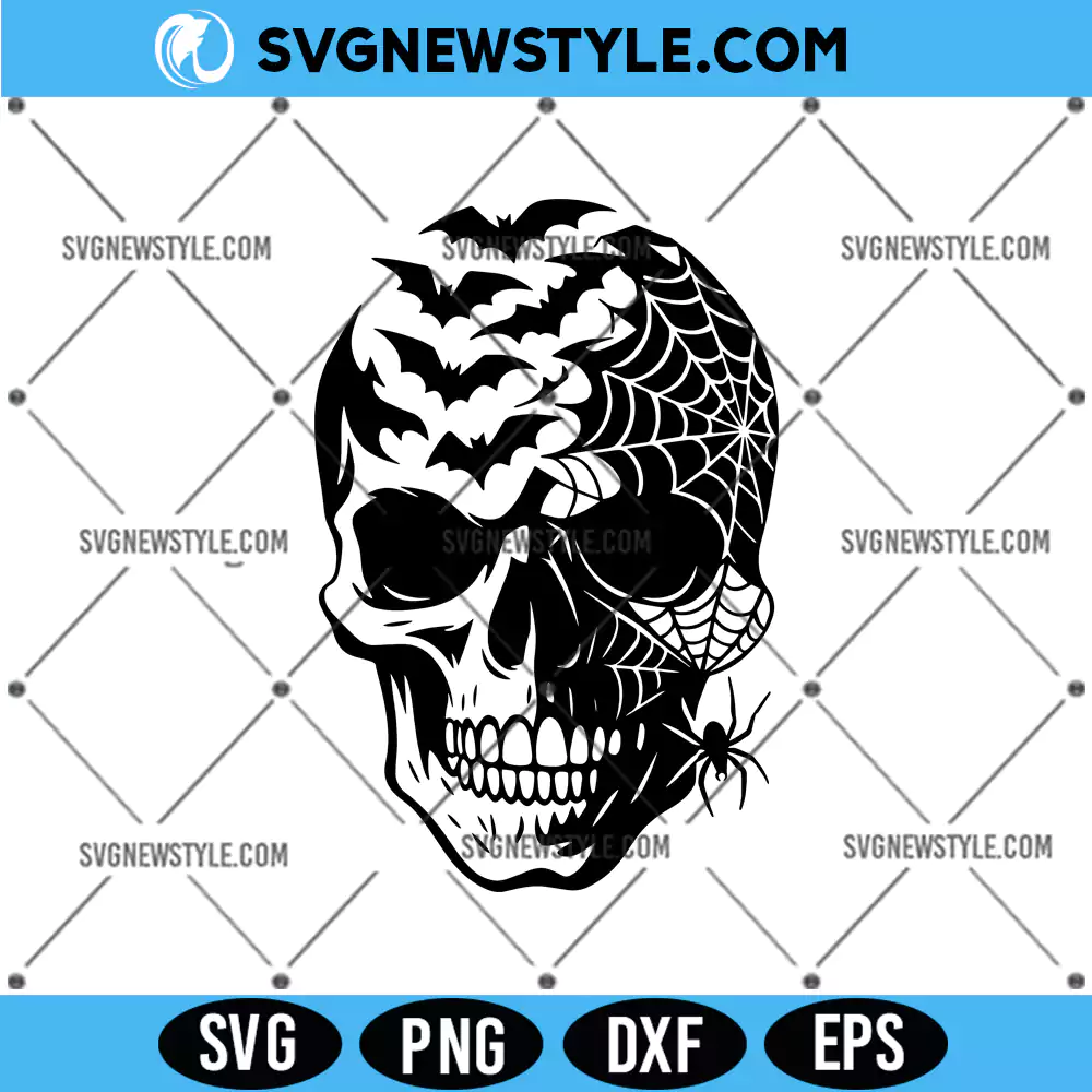 Skull Halloween SVG Cut File, Spooky Season Svg, PNG DXF EPS | Digital Download 1 Skull Halloween SVG Cut File