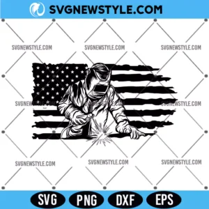 Welder With USA Flag SVG Cut File