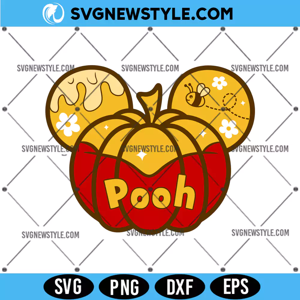 Winnie The Pooh Pumpkin SVG, Disney Fall SVG, PNG DXF EPS Digital Download 1 Winnie The Pooh Pumpkin SVG