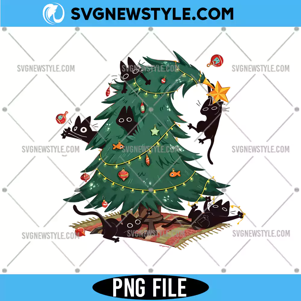 Black Cats Christmas PNG, Cute Christmas Cat Png, Digital Download 1 Black Cats Christmas PNG
