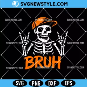 Bruh Punk Rock Skeleton Svg