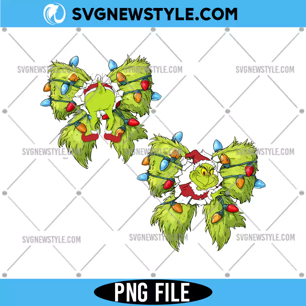 Coquette Christmas Green Monster Png, Christmas Character Png, Digital Download 1 Coquette Christmas Green Monster Png