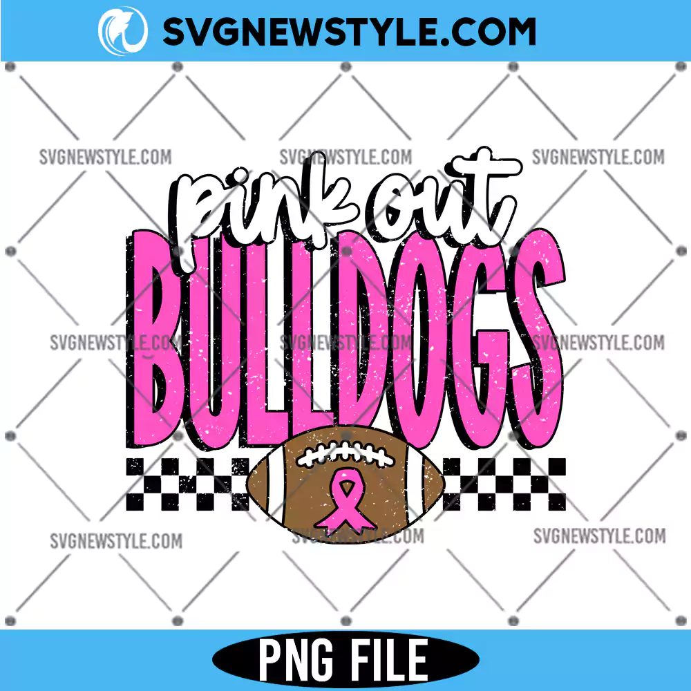 Pink Out Bulldogs Png, Breast Cancer Awareness Png, Digital Download 1 Pink Out Bulldogs Png