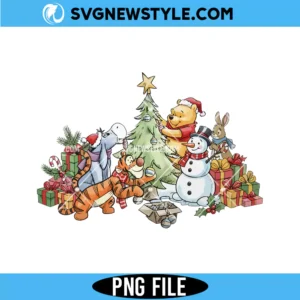 Retro Pooh Christmas Png, Winnie the Pooh Christmas PNG, Digital Download