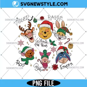 Pooh Christmas Shirt Png, Winnie the Pooh Christmas PNG, Digital Download