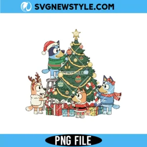 Blue Dog Christmas PNG