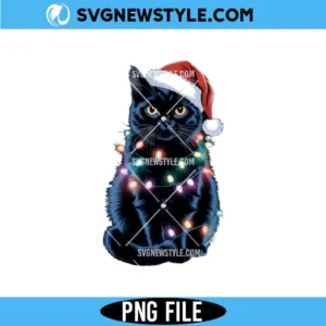 Christmas Black Cat PNG