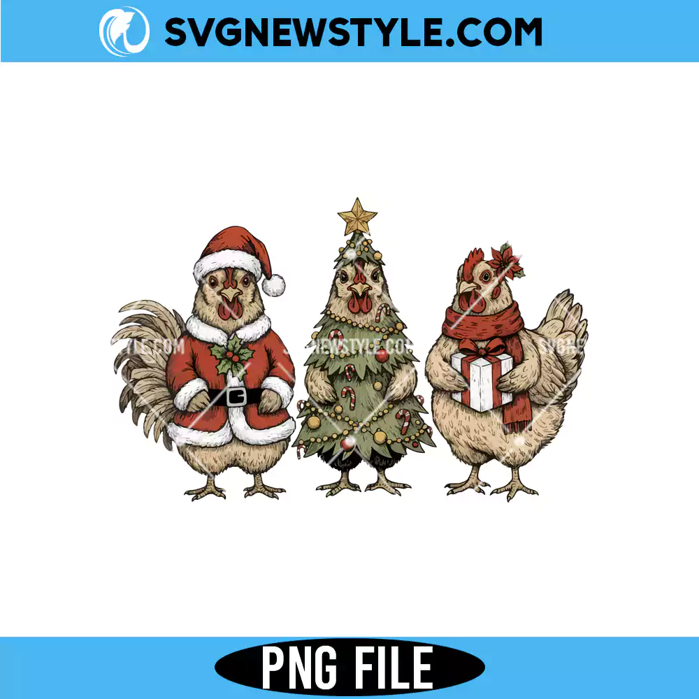 Christmas Chicken PNG, Santa Tree Gift Farm Animal Png, Digital Download 1 Christmas Chicken PNG