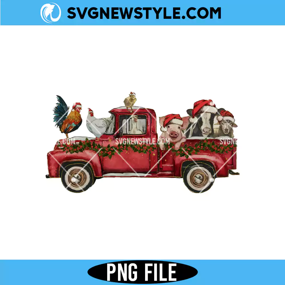 Christmas Farm Animals Png, Christmas cow Png, Digital Download 1 Christmas Farm Animals Png