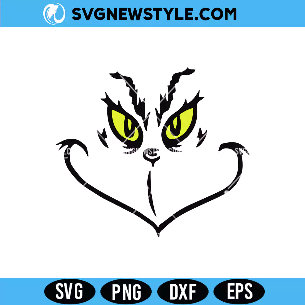 Christmas Grinch face Svg, Grinch Silhouette SVG, PNG DXF EPS | Digital Download 1 Christmas Grinch face Svg