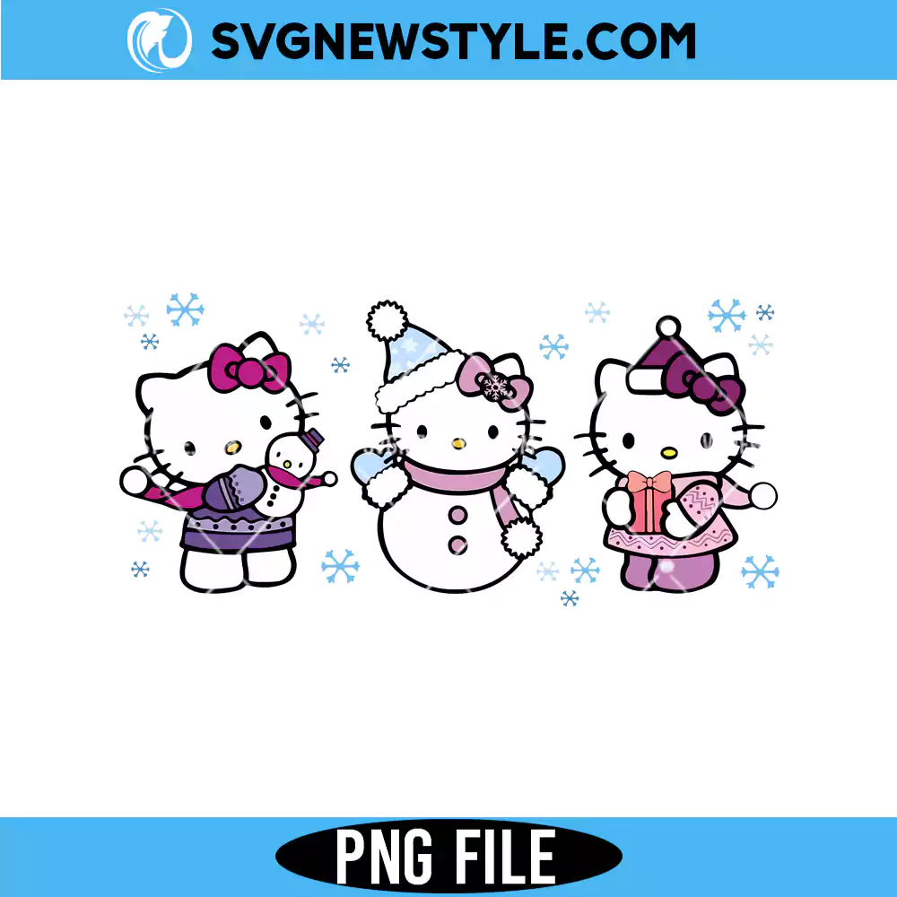 Hello Cat Christmas Png, Girls Holiday Png, Digital Download 1 Hello Cat Christmas Png
