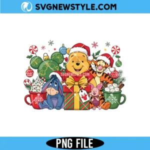 Retro Pooh And Friends Christmas Png