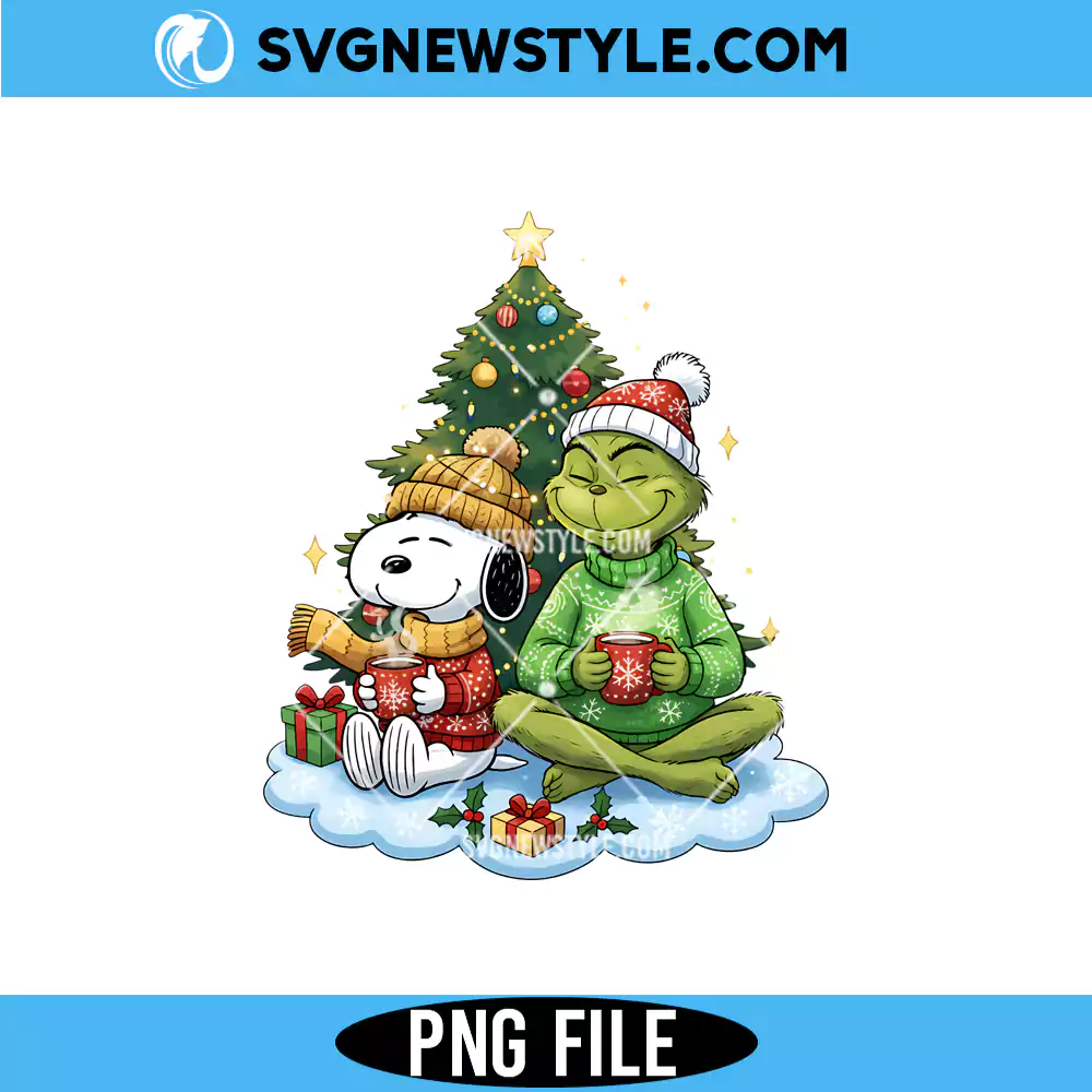 Snoopy and Grinch Christmas Tree PNG, Christmas Cartoon PNG, Digital Download 1 Snoopy and Grinch Christmas Tree PNG