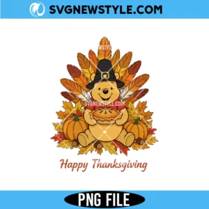 Thanksgiving Pooh Fall Vibes PNG